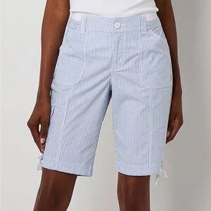 St. John's Bay Light Blue Striped Women's Bermudas